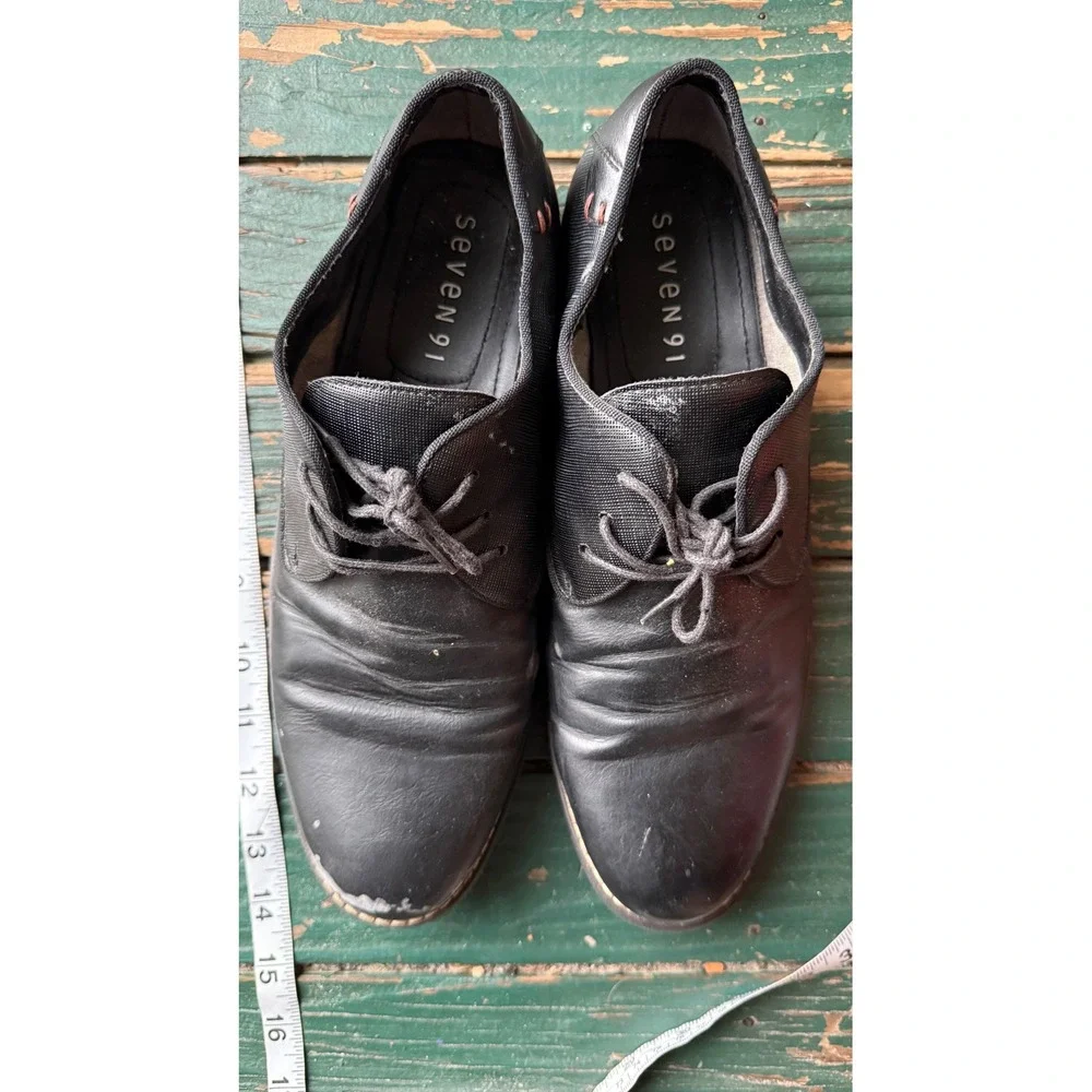 Seven 91 Mens Black Lace Up Dress Shoes Lug Sole Size 10.5 US 43.5 EUR